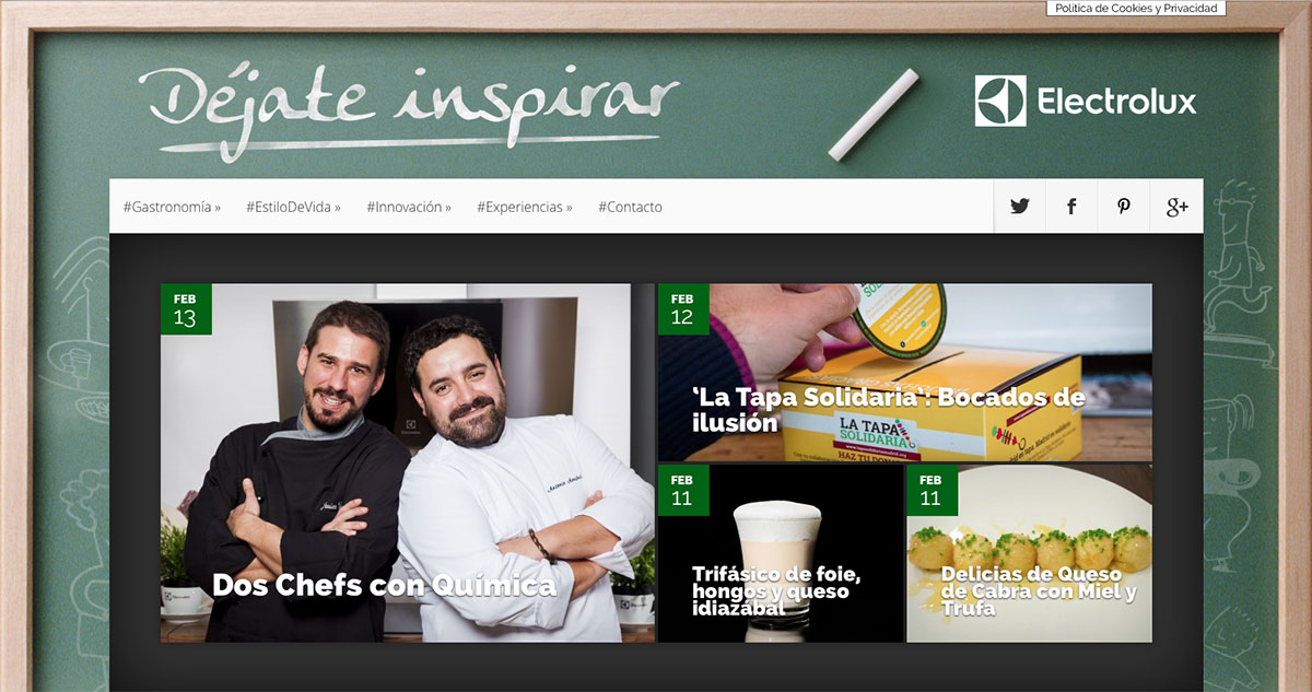 Déjate inspirar, web diseñada y desarrollada por Visual Thinking Comunicación