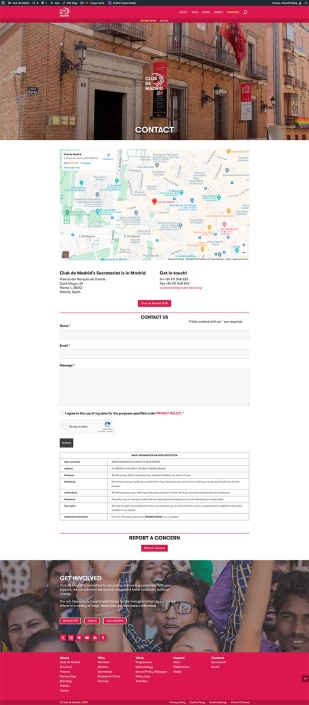 Página de contacto de Club de Madrid Pantalla de la web de Club de Madrid