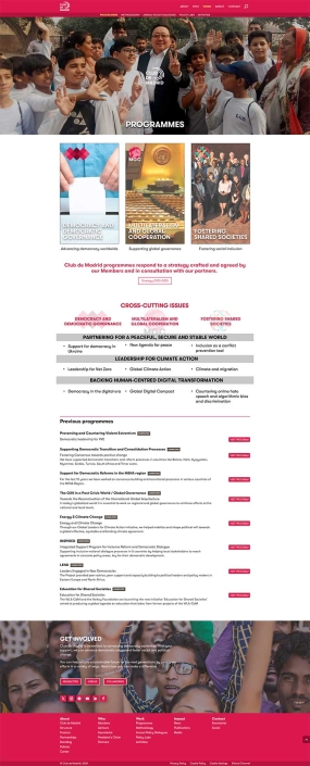 Programas en Club de Madrid Pantalla de la web de Club de Madrid